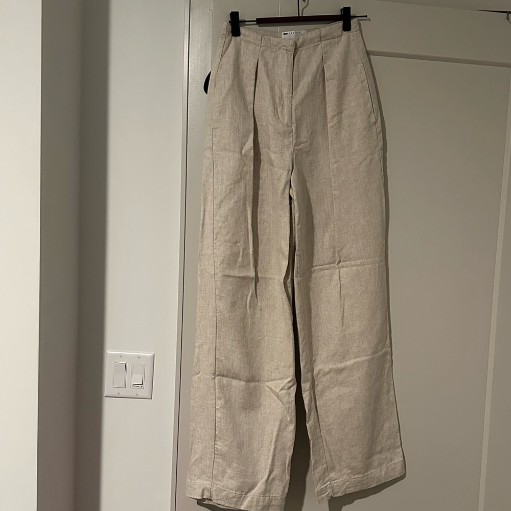 ASOS-Beige Wide-Leg Trousers